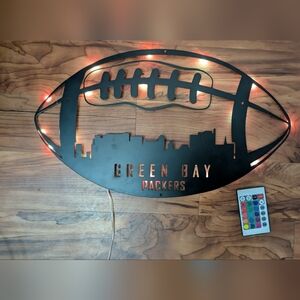 Green Bay Packers Football Metal Wall Art with Lights